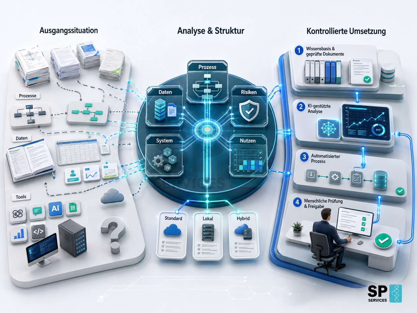 Prozessflussdiagramm mit KI und Analyse